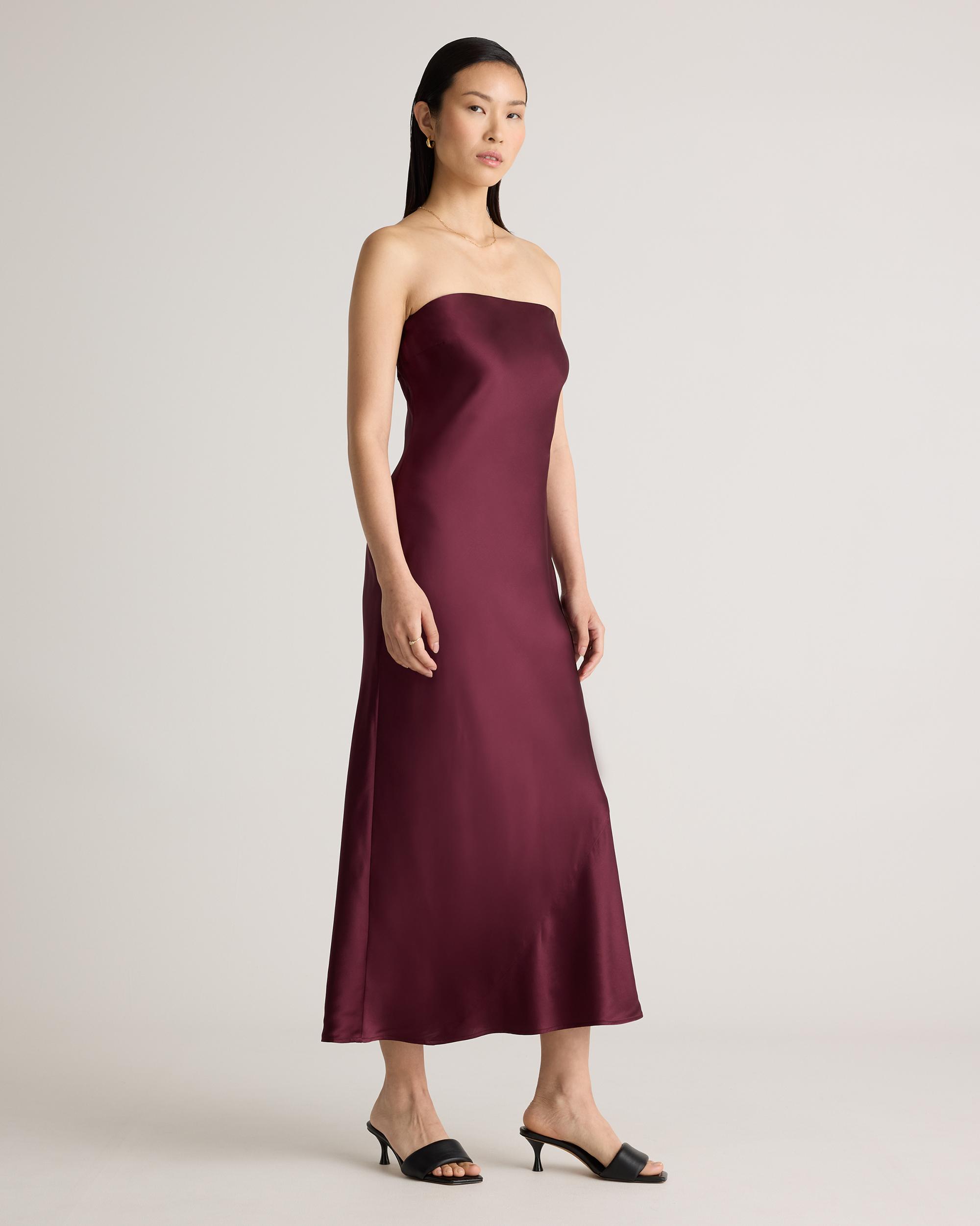 Quince | Women's Strapless Midi Dress Mulberry Silk Product Image