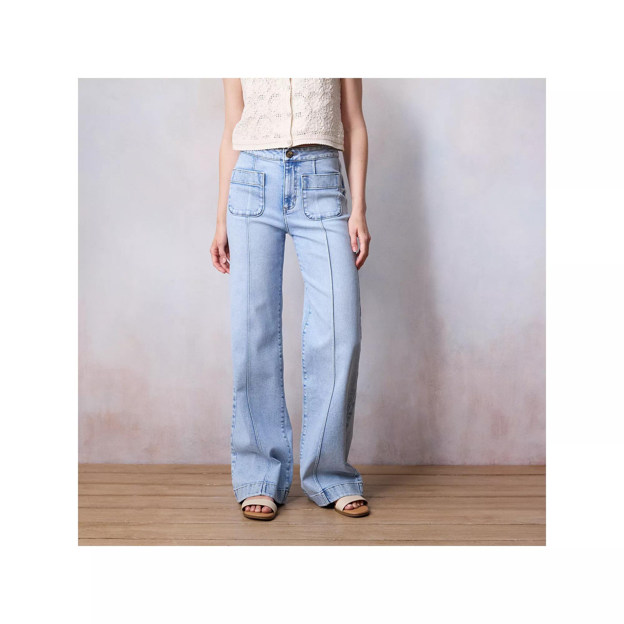 Women's LC Lauren Conrad Super High-Waisted Wide Leg Trouser Jeans, Size: 12 Short, Solano Blue Product Image