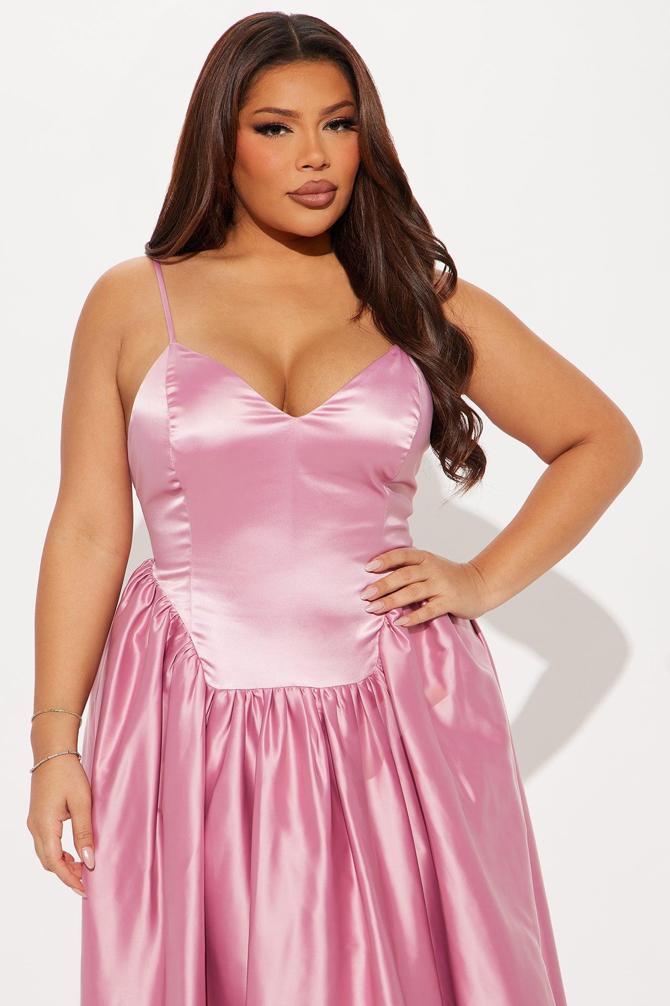 Angelina Satin Bubble Midi Dress - Mauve Product Image
