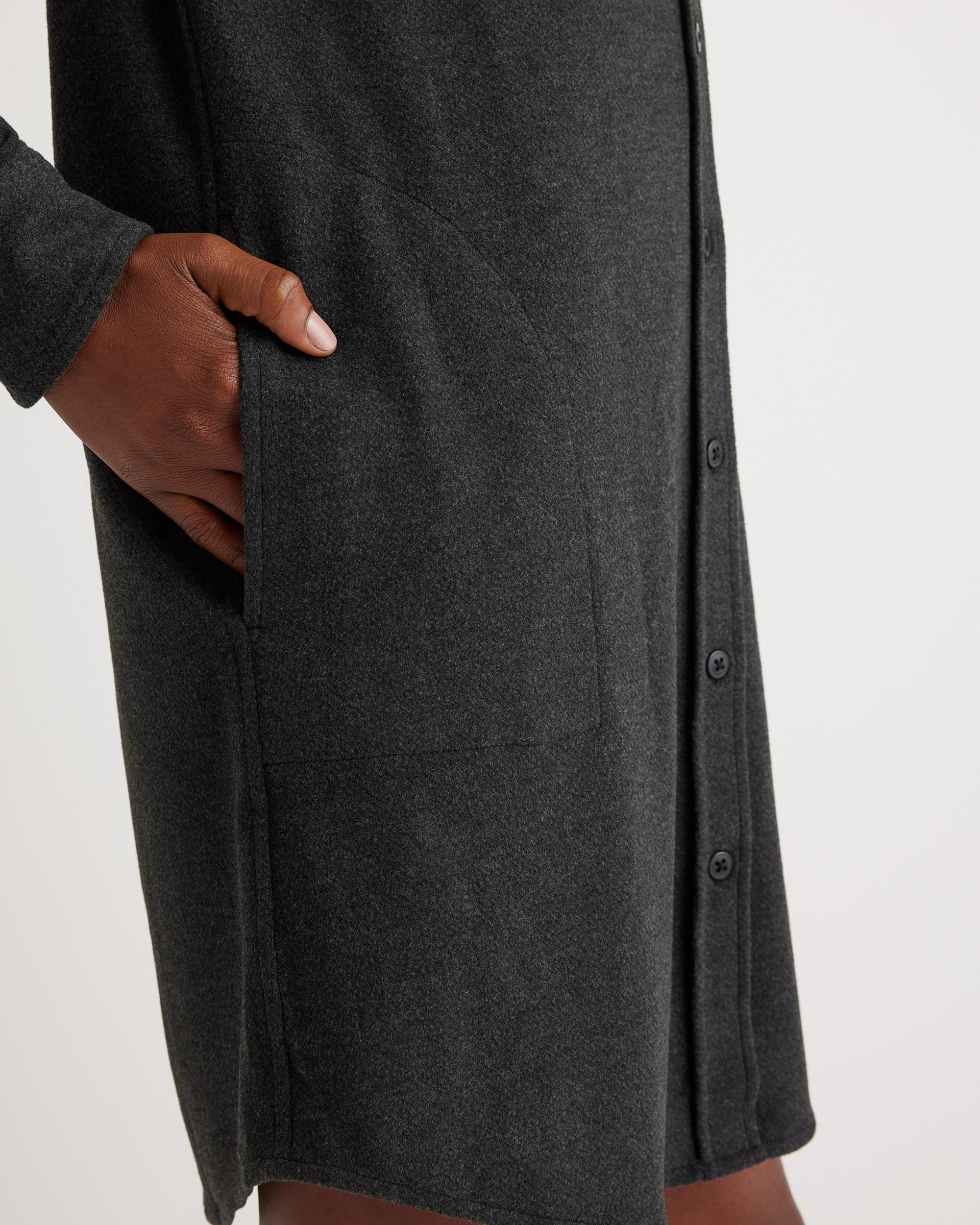 Quince | Women's Stretch Sweater Fleece Shirt Dress Recycled Polyester Product Image