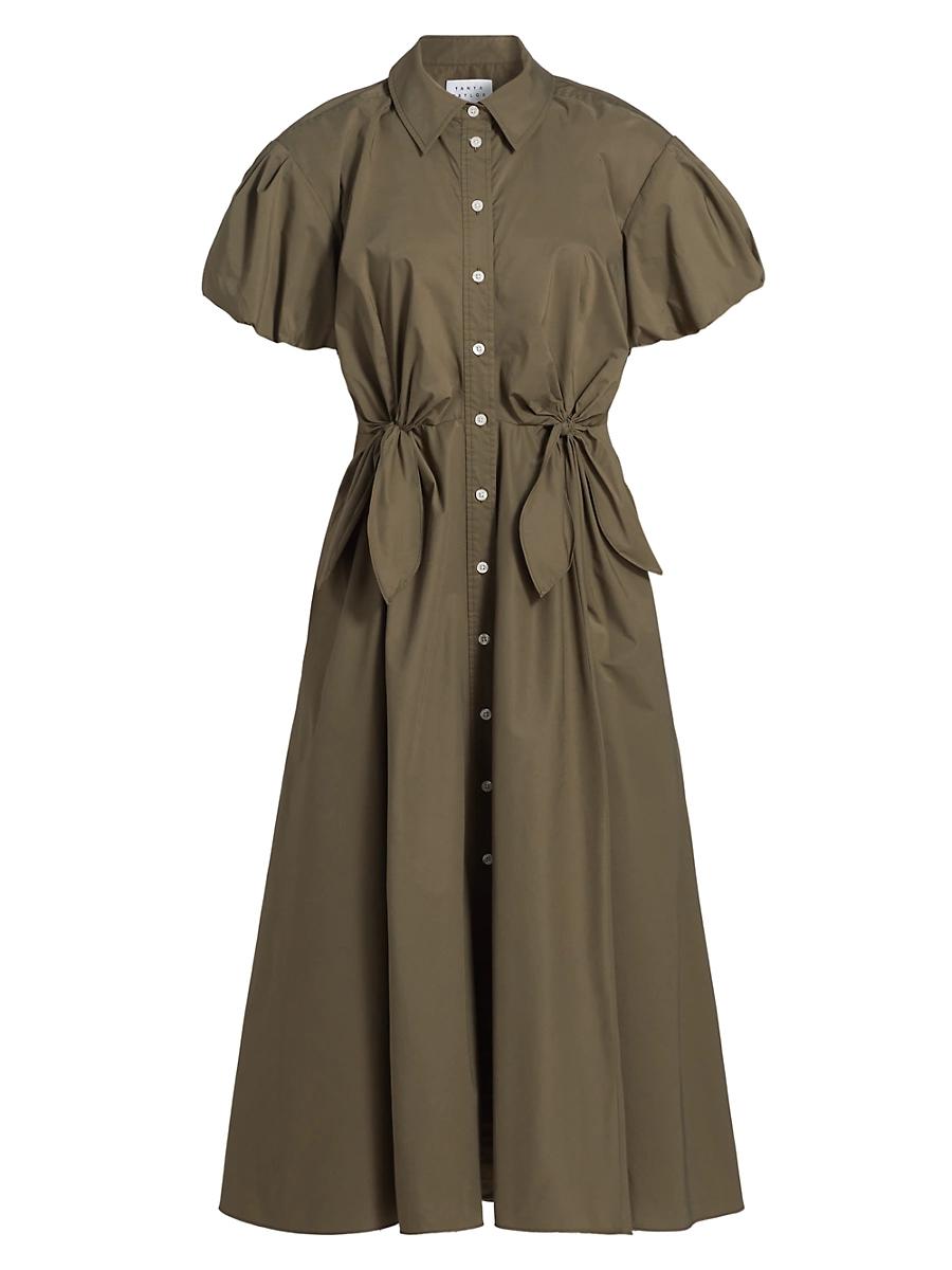 Womens Elza Puff-Sleeve Cotton Poplin Shirtdress Product Image
