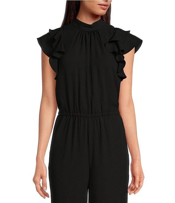 1. STATE Flutter Sleeve Mock Neck Ruffle Jumpsuit Product Image