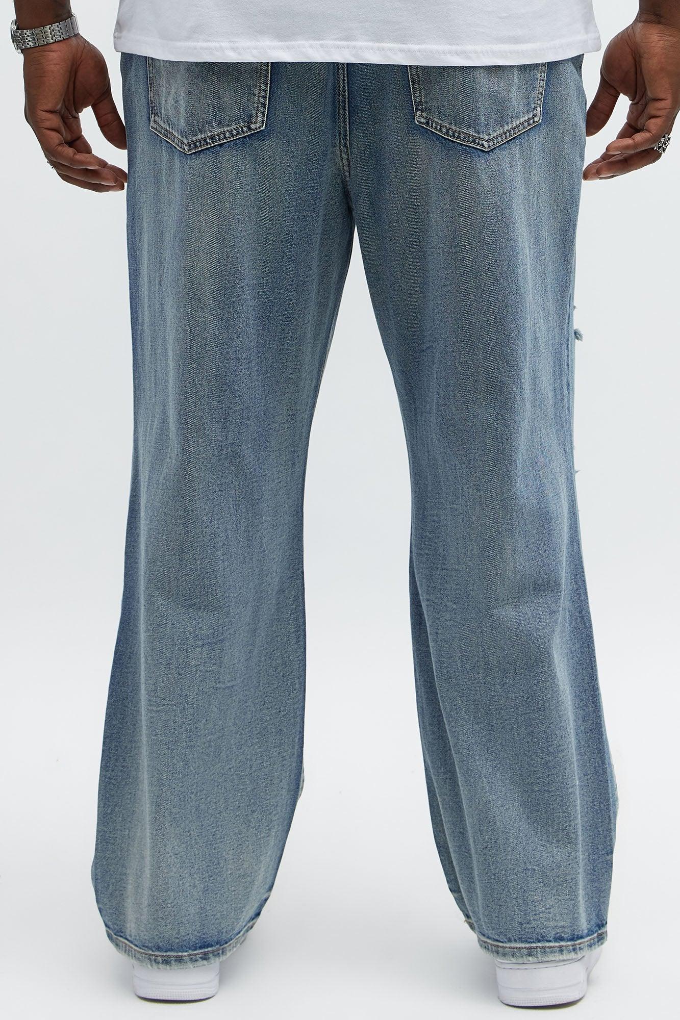 Baggy Wish You Could Distressed Jeans - Medium Blue Wash Male Product Image