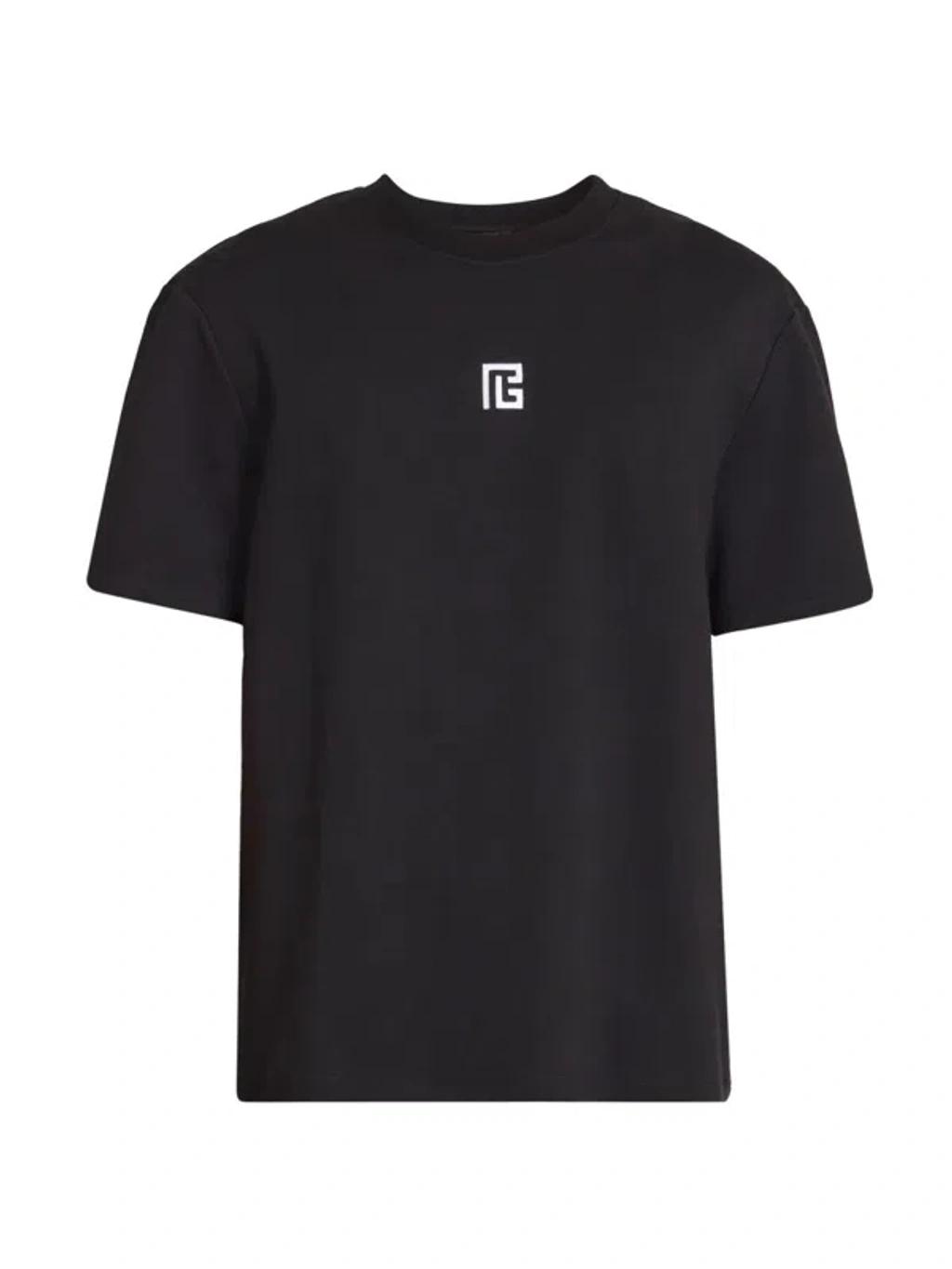 BALMAIN Logo-embroidered Crew-neck T-shirt In Black Product Image