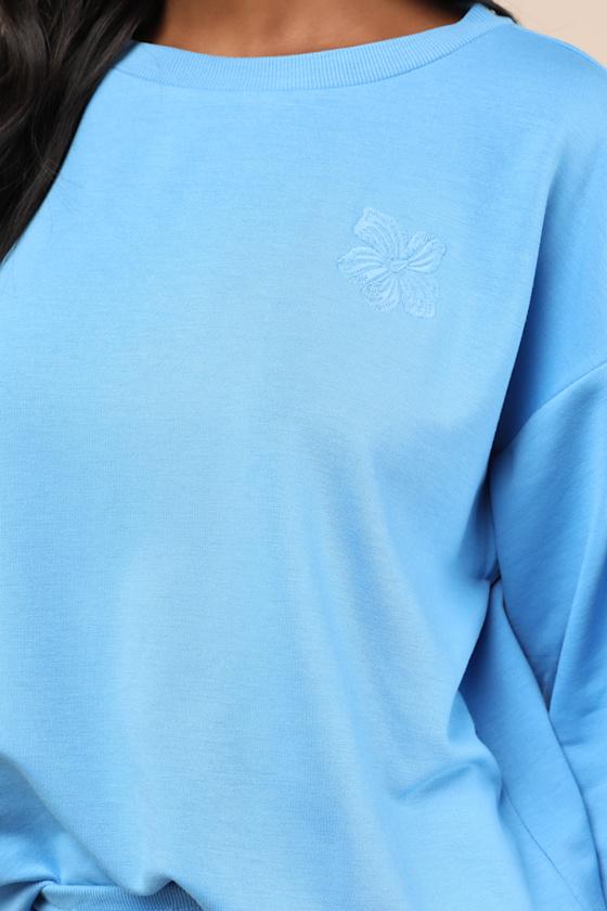 Surfing By Moonlight Blue Pullover Sweater Product Image