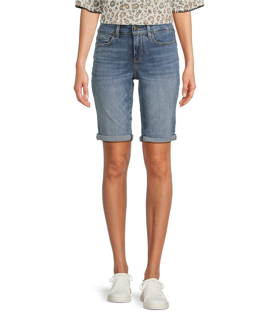 NYDJ Petite Size Briella Stretch Denim Lift Tuck® Mid Rise Roll Cuff Shorts Product Image