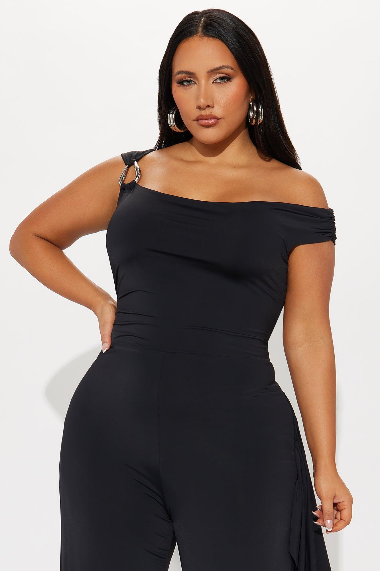 Don't Forget Me Draped Wide Leg Jumpsuit - Black Female Product Image
