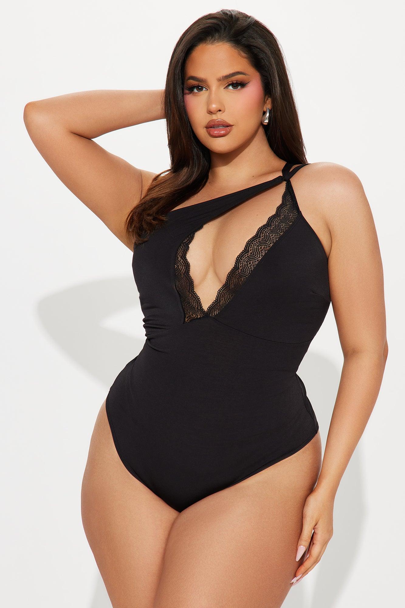 Guiselle One Shoulder Bodysuit - Black Product Image