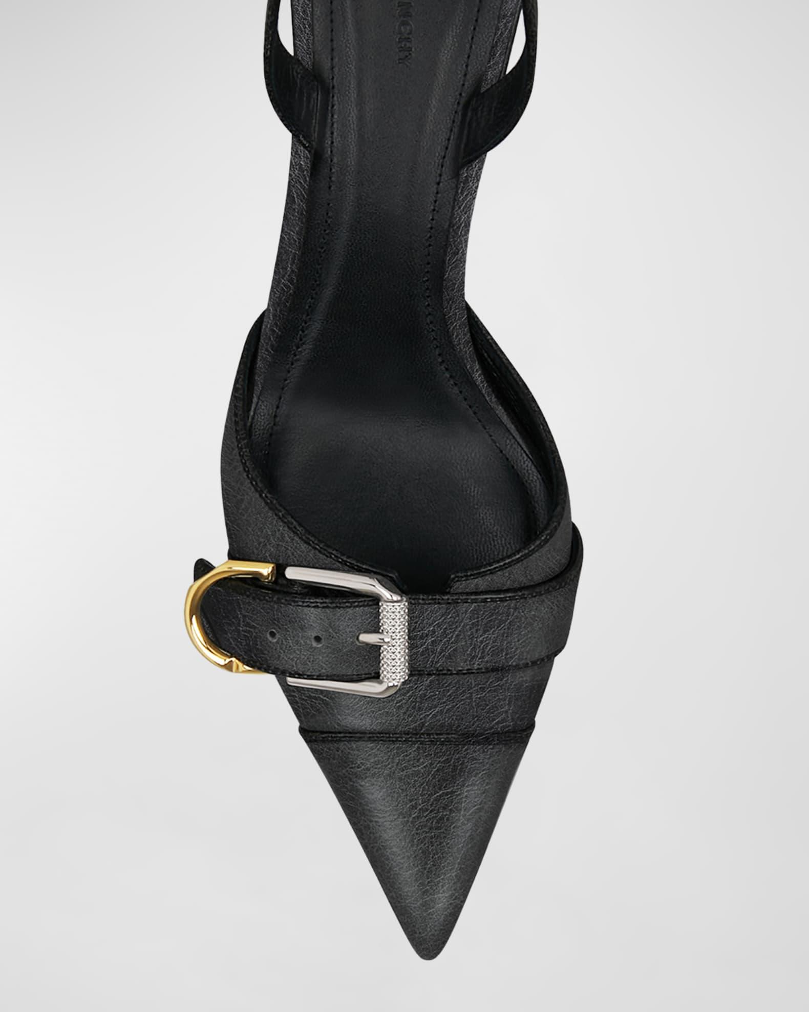 Voyou Leather Buckle Slingback Pumps Product Image