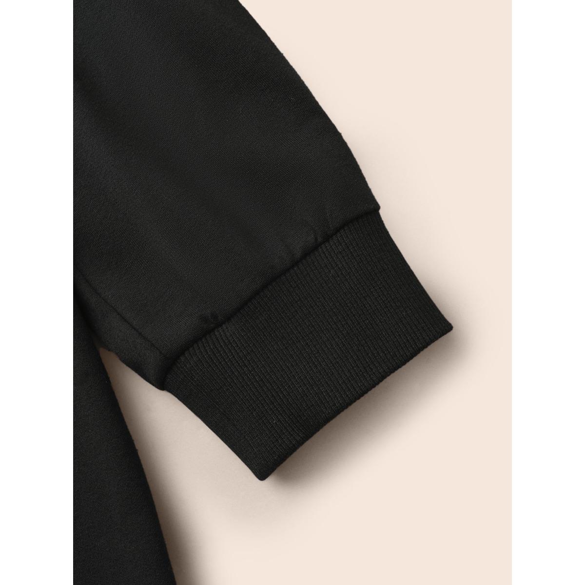 Plus Size Broderie Anglaise Round Neck Sweatshirt Women Black Elegant Broderie anglaise Round Neck Everyday Sweatshirts BloomChic 22-24/3X Product Image