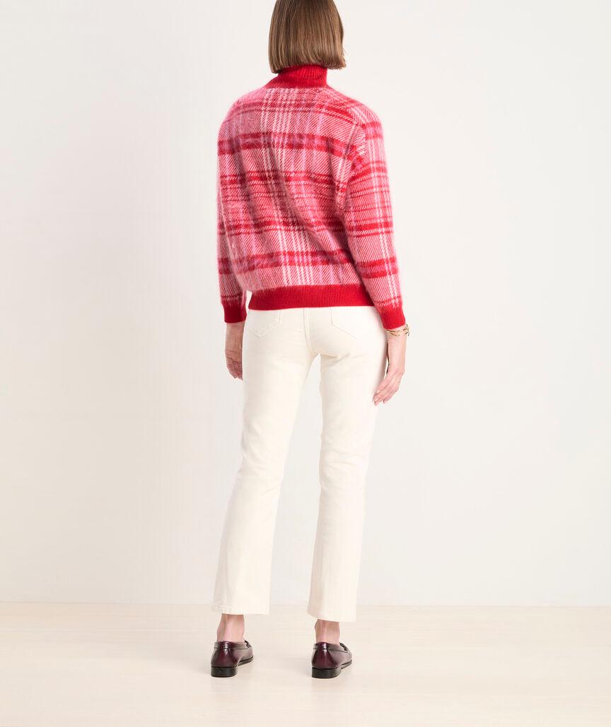 Brushed Cashmere Plaid Mockneck Sweater Product Image