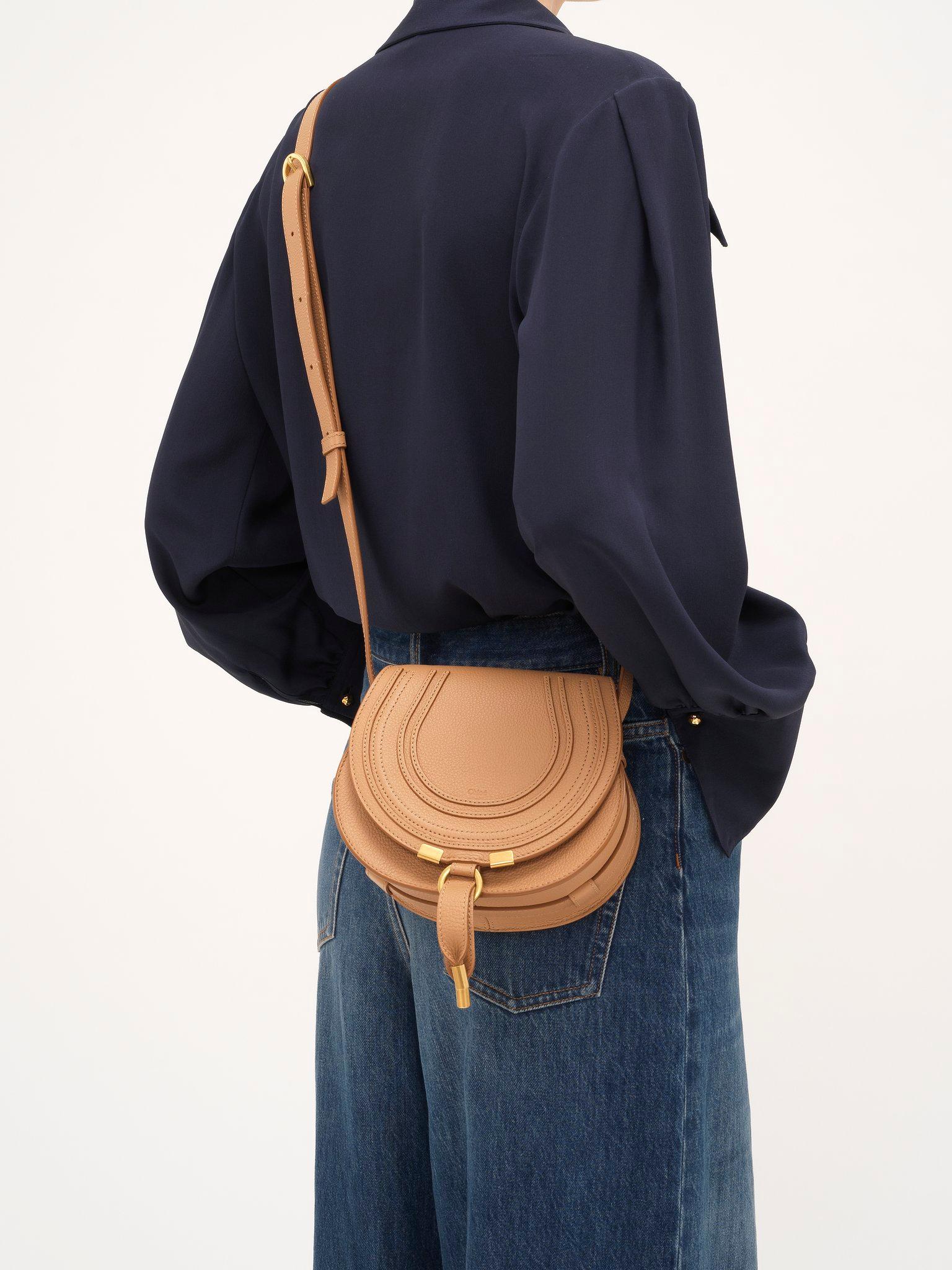 Small Marcie saddle bag in grained leather Product Image