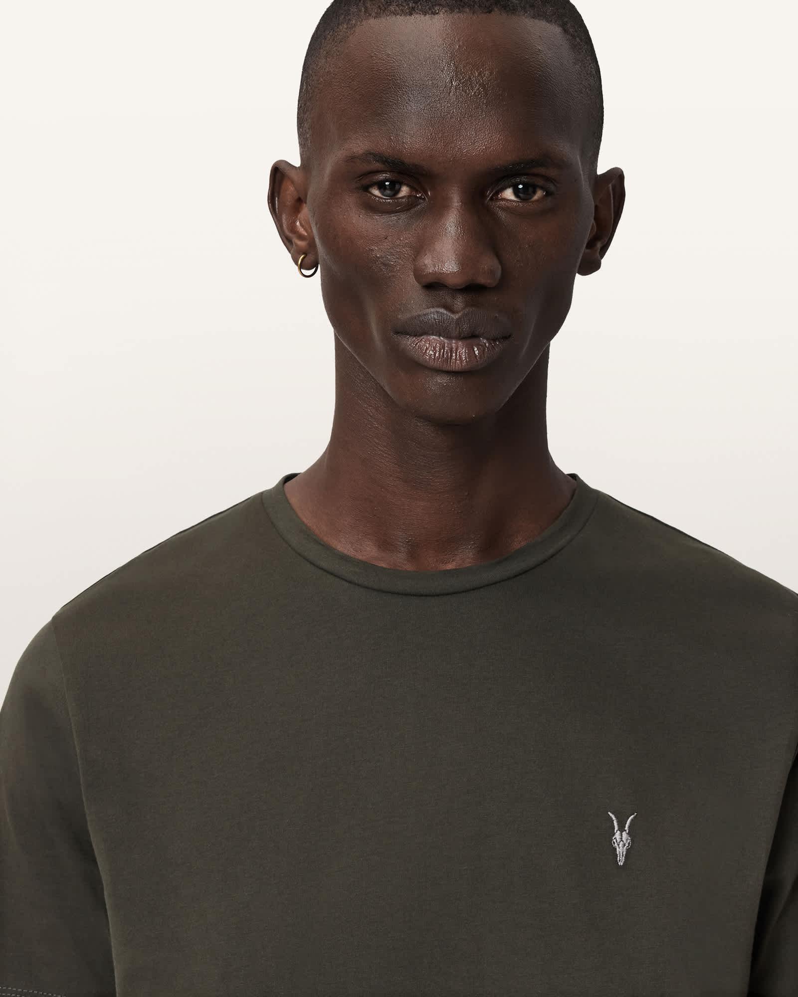 Brace Brushed Cotton T-Shirts 3 Pack GREEN/GREEN/BLK | ALLSAINTS US Product Image