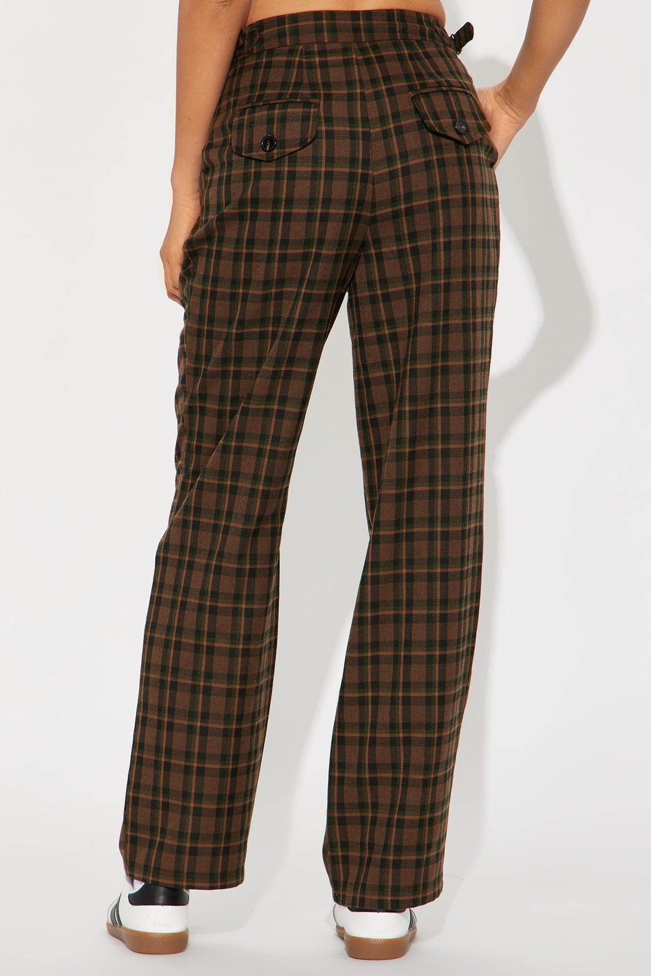 Amy Plaid Wide Leg Trouser - Green/combo Product Image