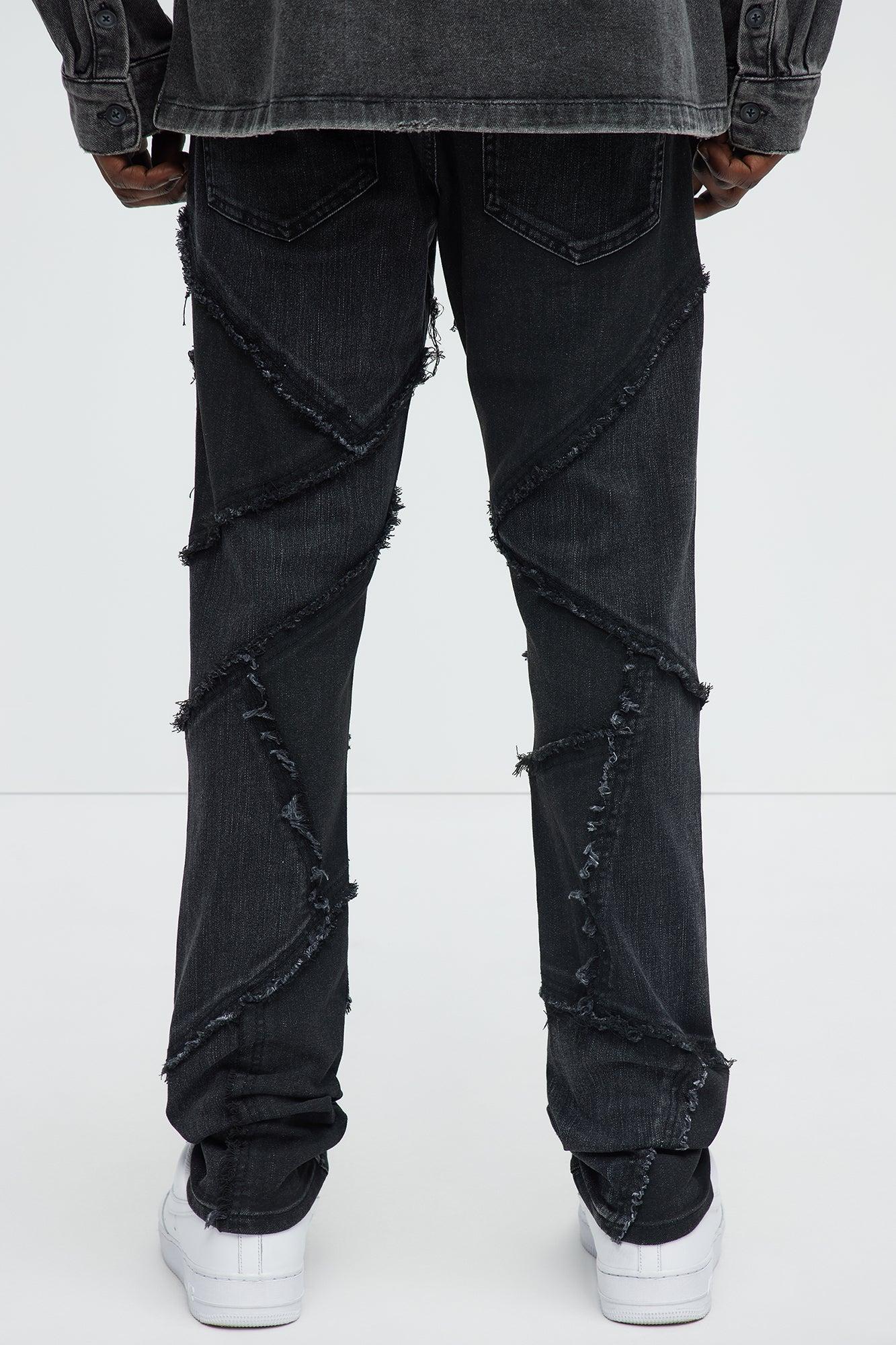Skinny Patch It With Fray Jeans - Black Wash Male Product Image