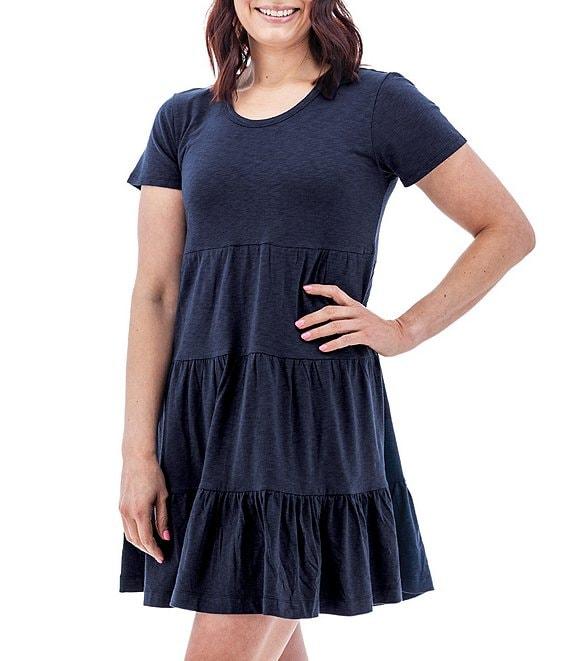 Aventura Asherton Solid Organic Cotton Blend Slub Knit Jersey Scoop Neck A-Line Dress Product Image