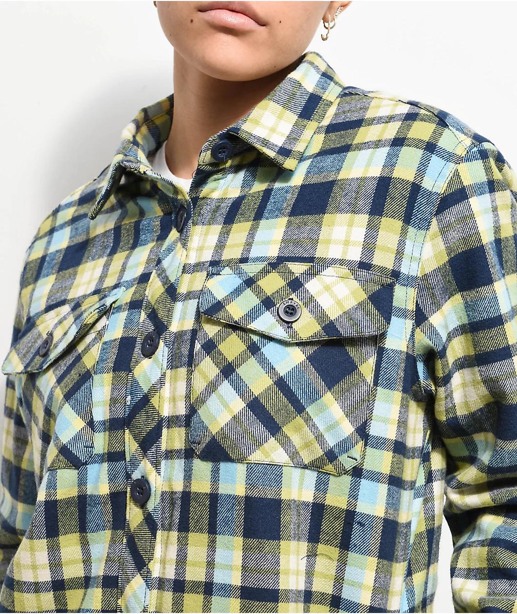 Empyre Cayden Blue & Green Flannel Sherpa Jacket Product Image