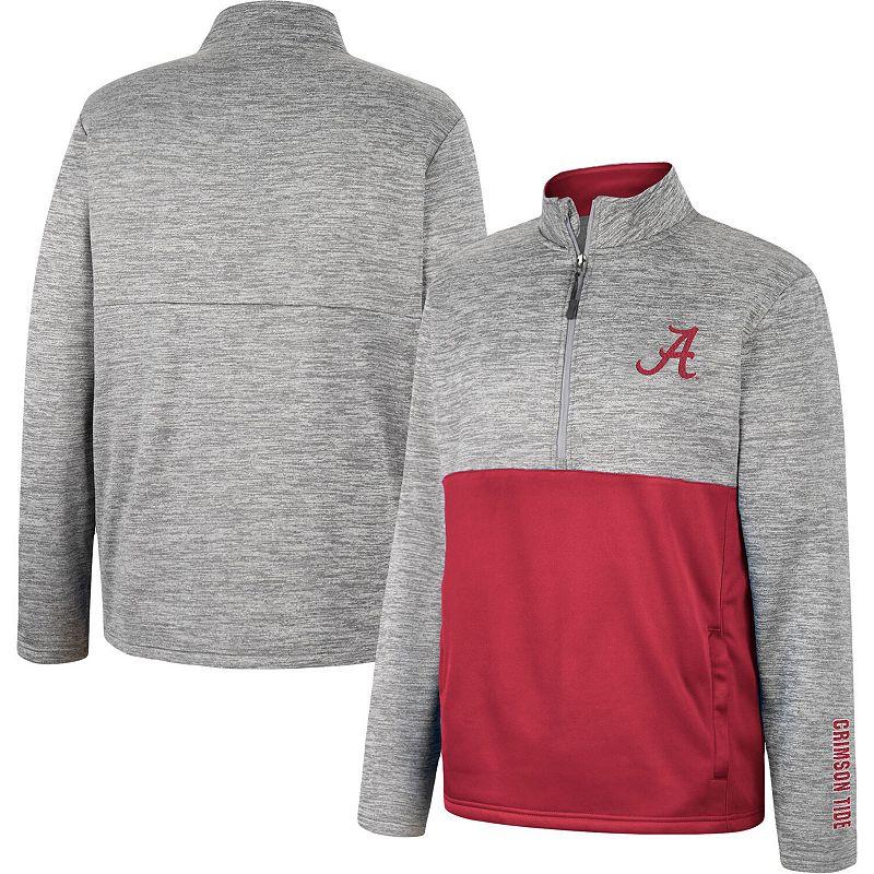 Men's Colosseum Heather Gray Oklahoma Sooners John Half-Zip Jacket,  Product Image