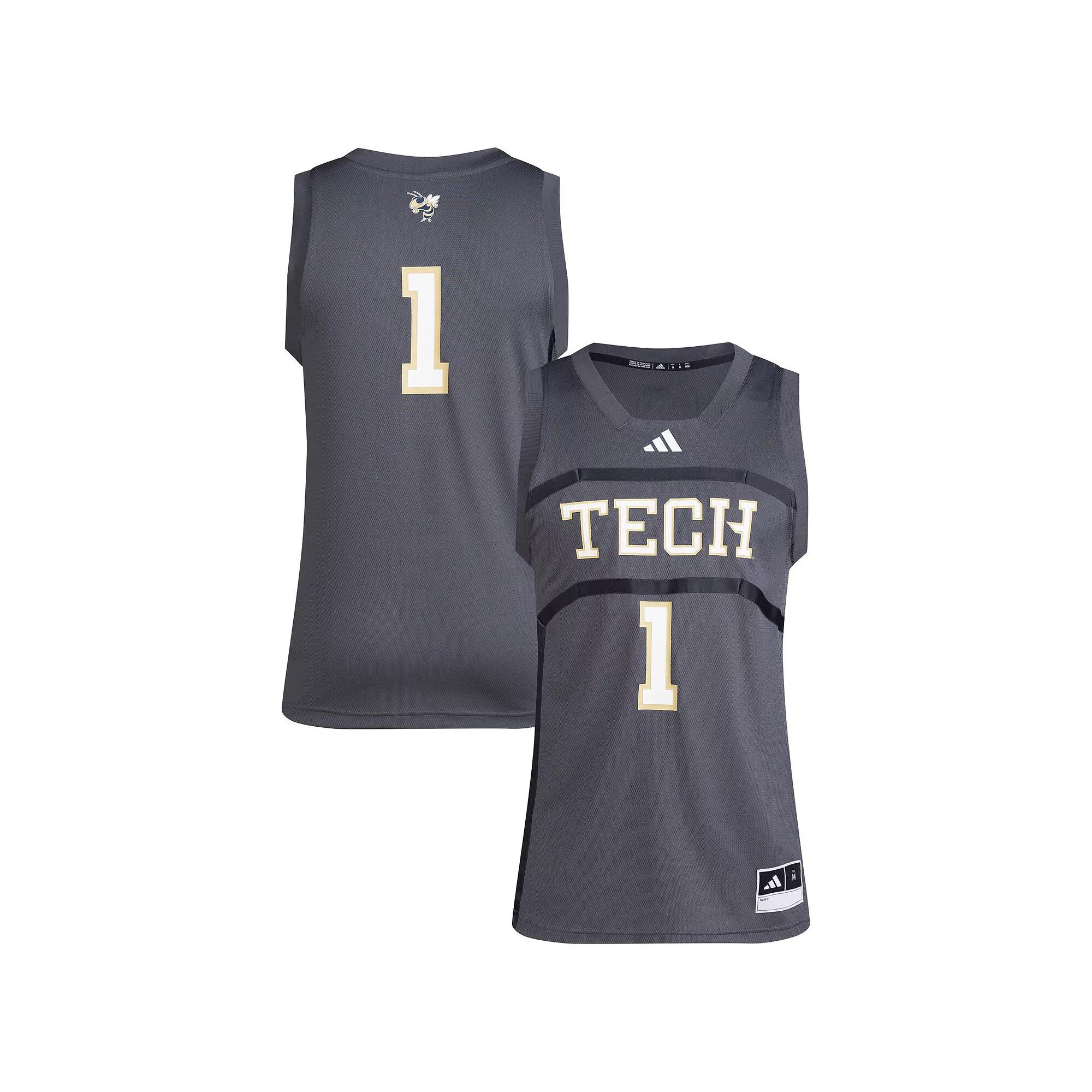 Men's adidas #1 Gray Georgia Tech Yellow Jackets Replica Swingman Jersey,  Product Image