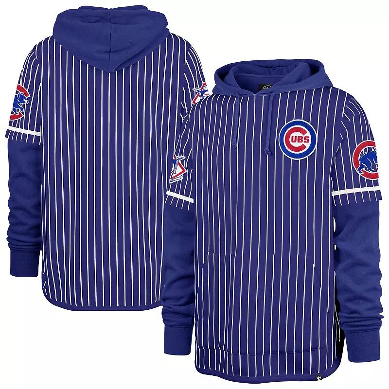 Men's '47 Royal Chicago Cubs Pinstripe Double Header Pullover Hoodie,  Product Image