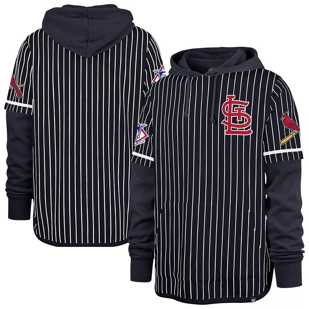 Men's '47 Royal Chicago Cubs Pinstripe Double Header Pullover Hoodie,  Product Image