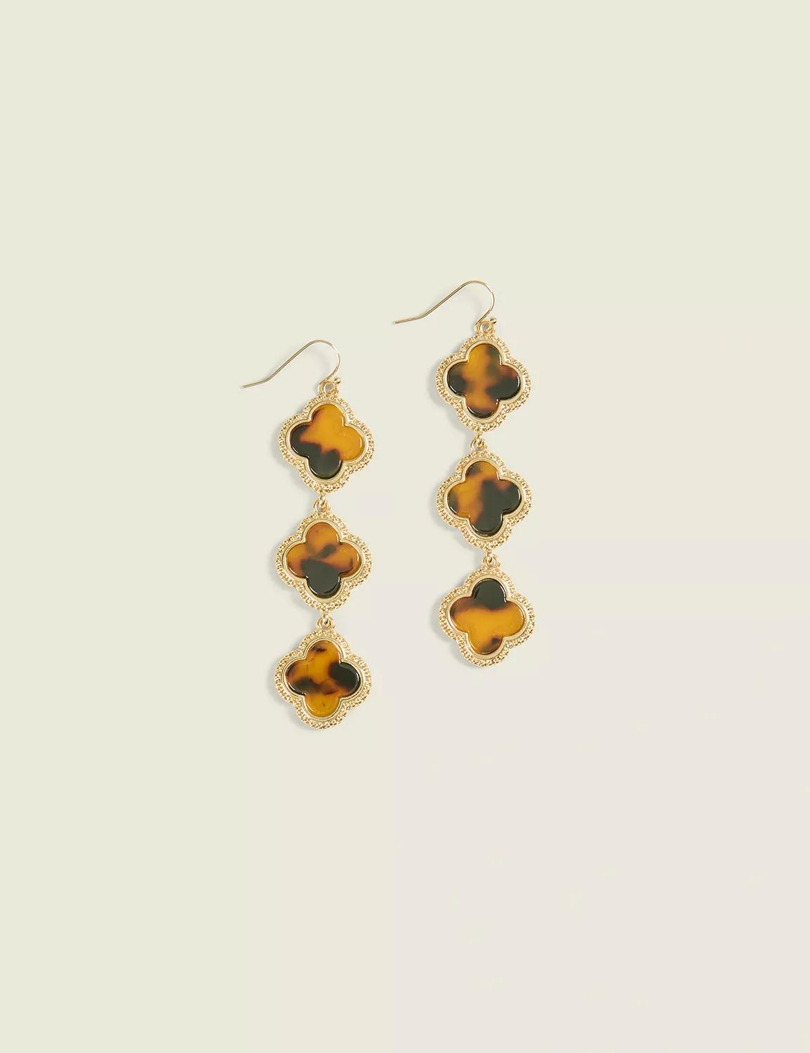 Clover Tortoiseshell Print Drop Earrings Product Image
