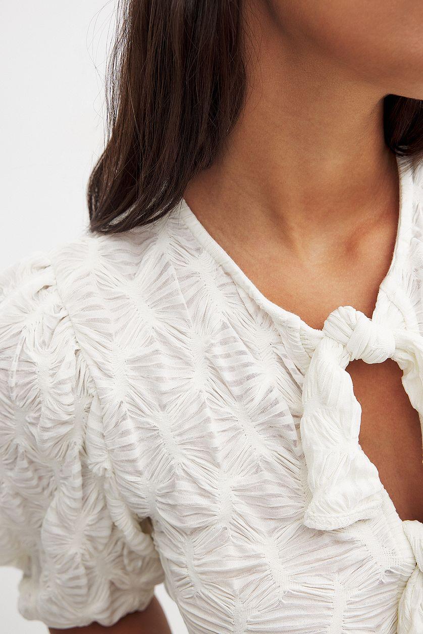 Puff Sleeve Tie Top Product Image