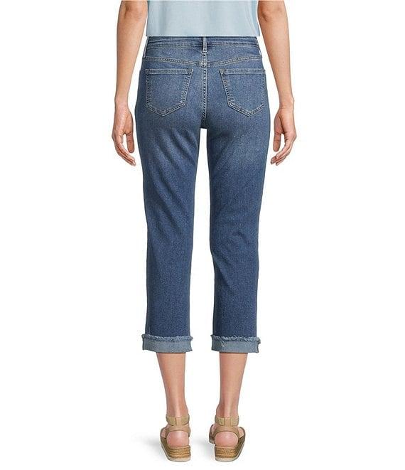 Code Bleu Soho High Rise Skinny Leg Double Waistband Frayed Cuff Capri Jeans Product Image
