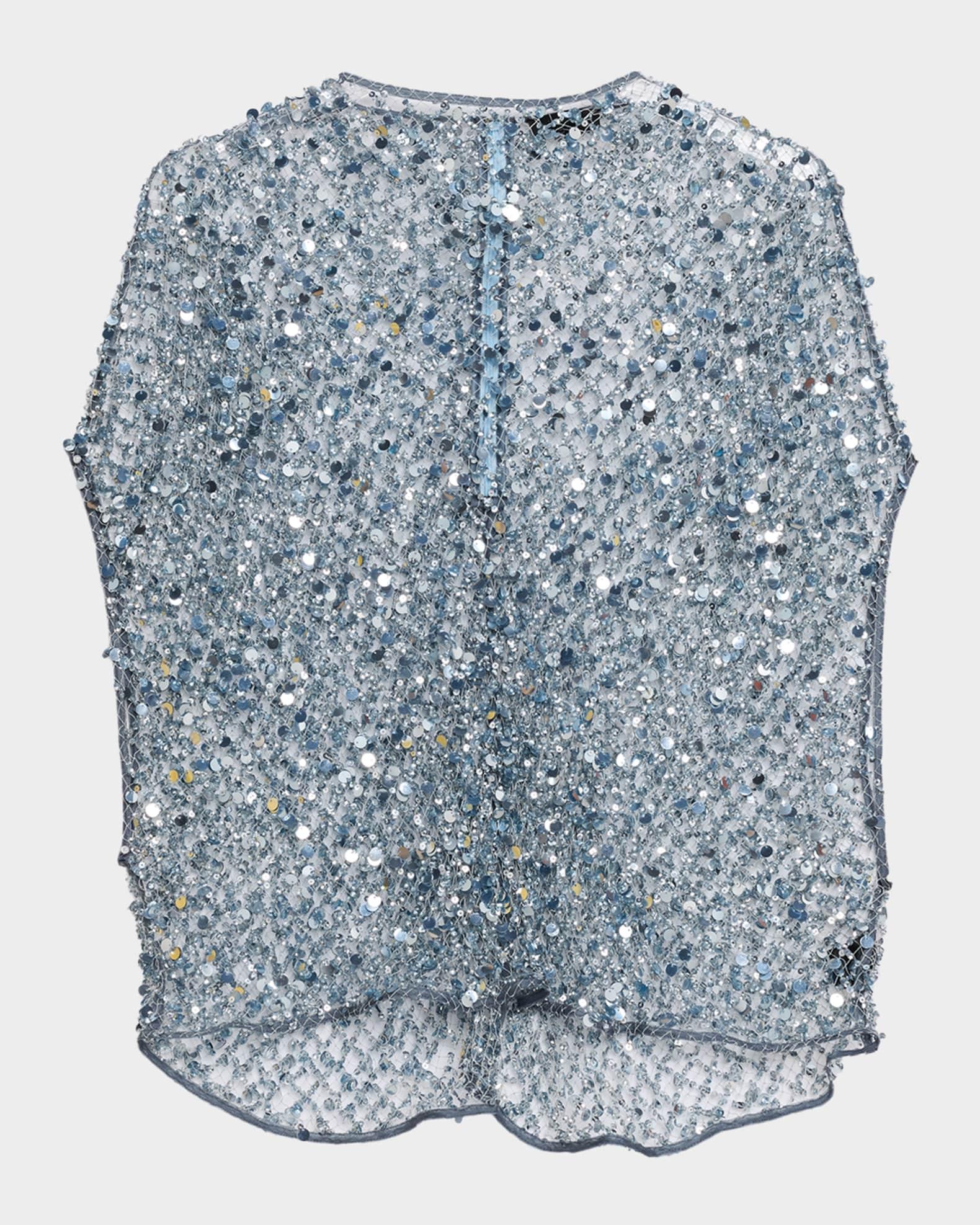 Sequin Net Mesh Cape Top Product Image