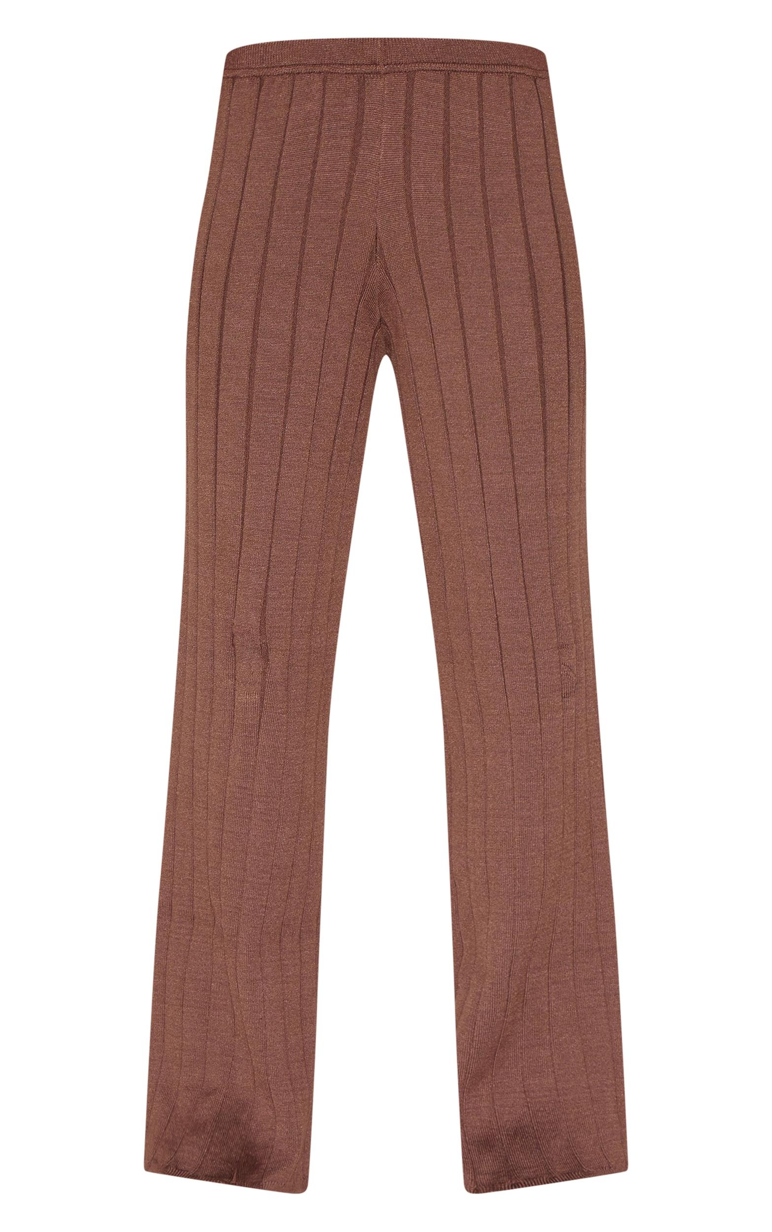 Petite Chocolate Wide Rib Knit Pants Product Image