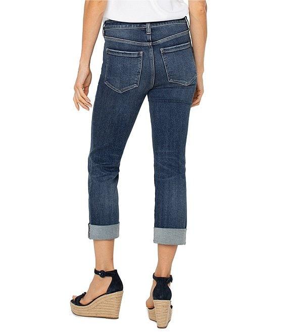 Liverpool Los Angeles Petite Size Charlie Stretch Denim Mid-Rise Straight Leg Wide Rolled Cuff Jeans Product Image