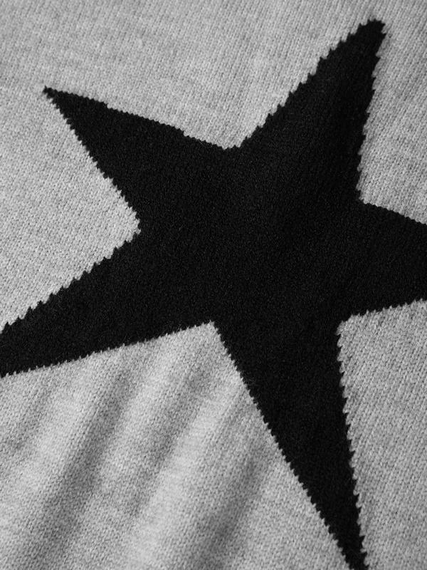 Vintage Star Jacquard Crew Neck Sweater Product Image