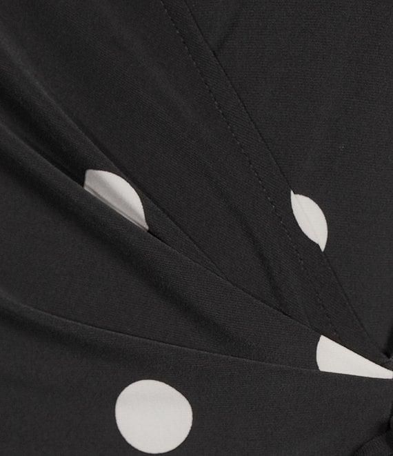 Anne Klein Knit Jersey Polka Dot Print V-Neck 3/4 Sleeve Faux-Wrap Top Product Image