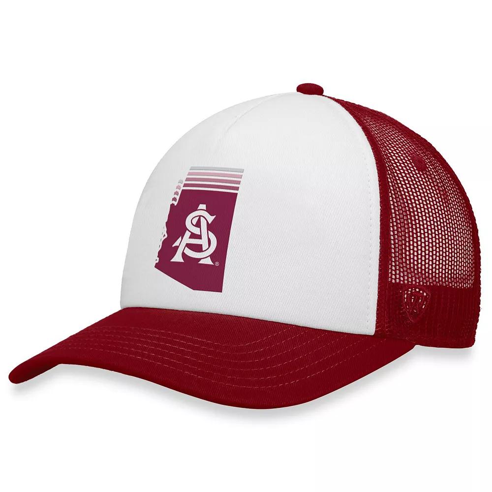 Men's Top of the World White/Maroon Arizona State Sun Devils Tone Down Trucker Snapback Hat Product Image