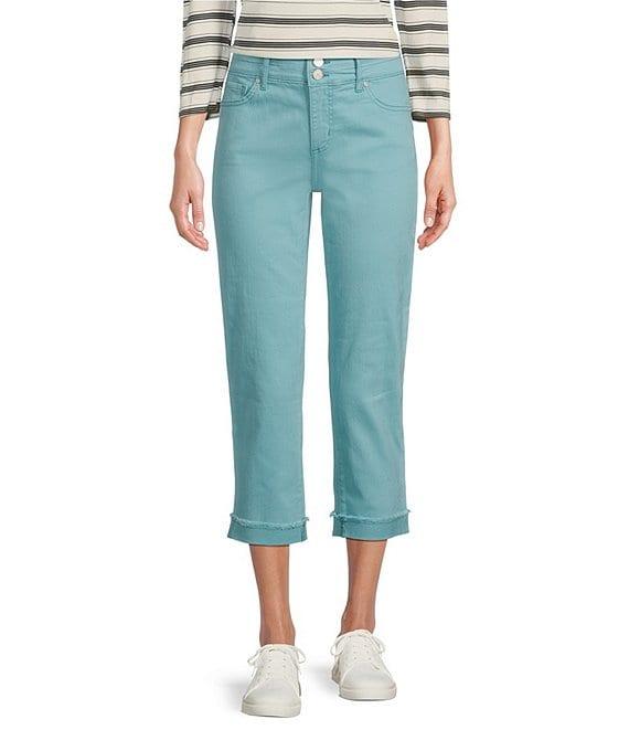 Code Bleu Soho High Rise Skinny Leg Double Waistband Frayed Cuff Capri Jeans Product Image