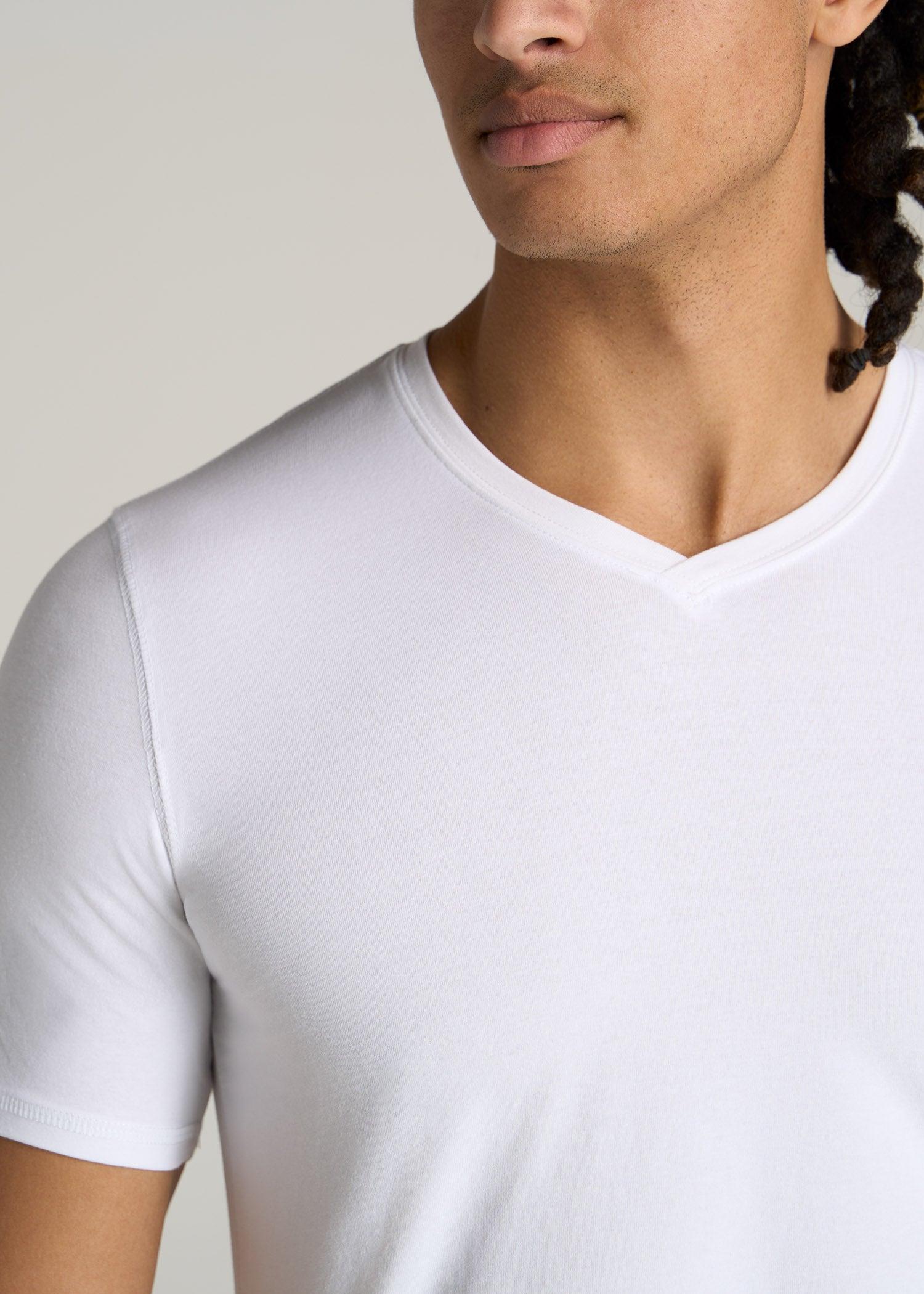 The Essential SLIM-FIT V-Neck Tee for Tall Men in White Male Product Image