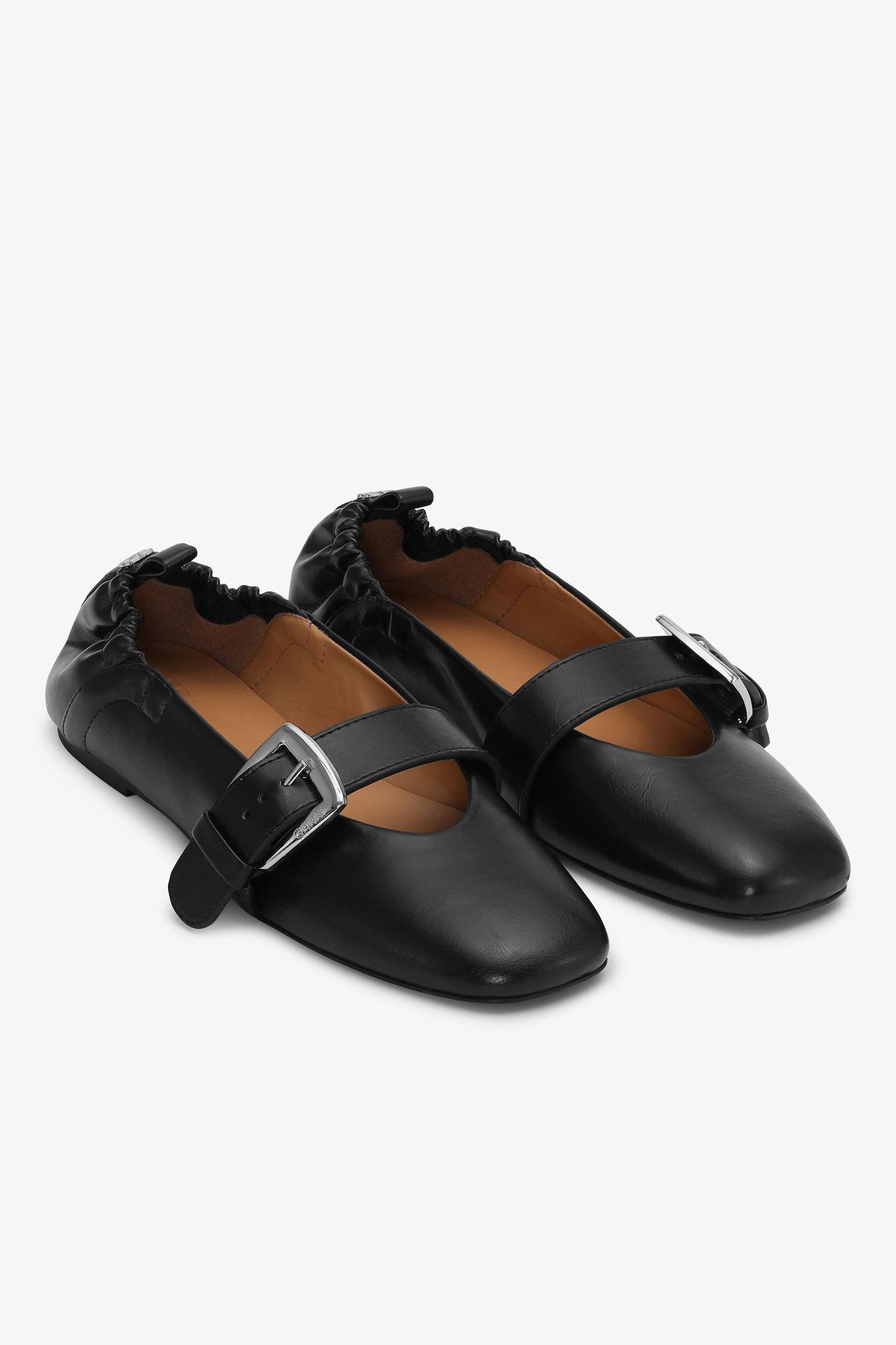 Black Buckle Strap Ballerinas Product Image