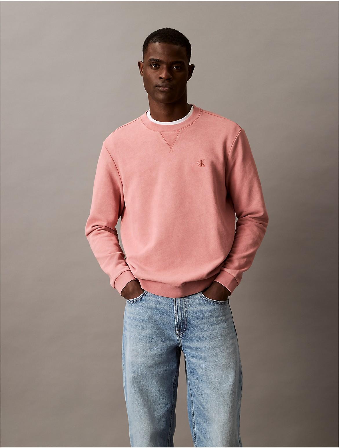 Calvin Klein Men's Washed Terry Classic Sweatshirt - Pink - XS Product Image