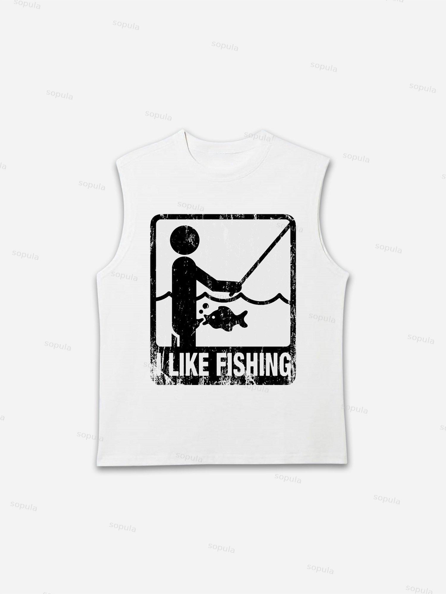 I Like Fishing Vacation Spoof Vintage Graphic Tank Top Product Image