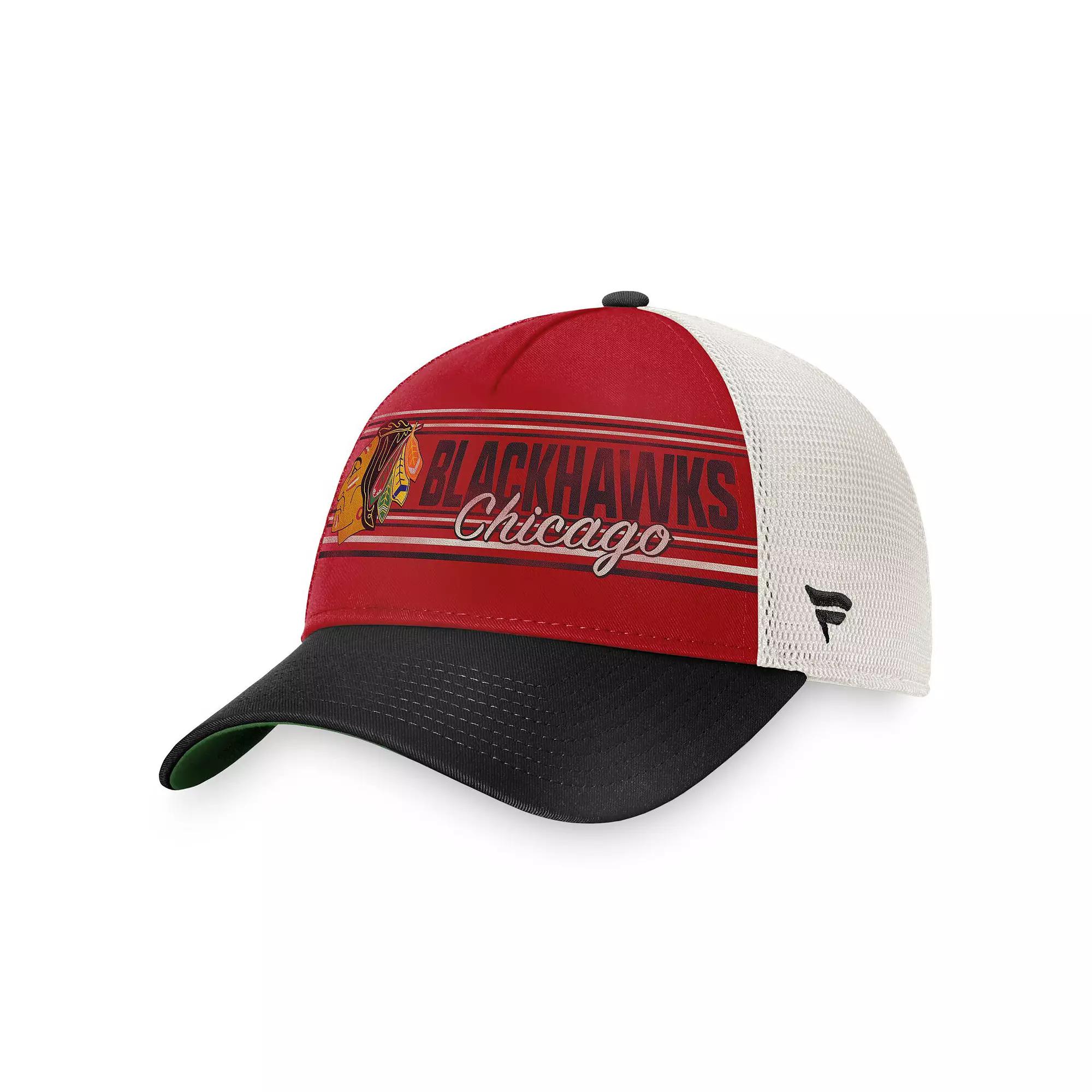 Men's Fanatics Branded Red/Black Chicago Blackhawks True Classic Retro Trucker Snapback Hat Product Image