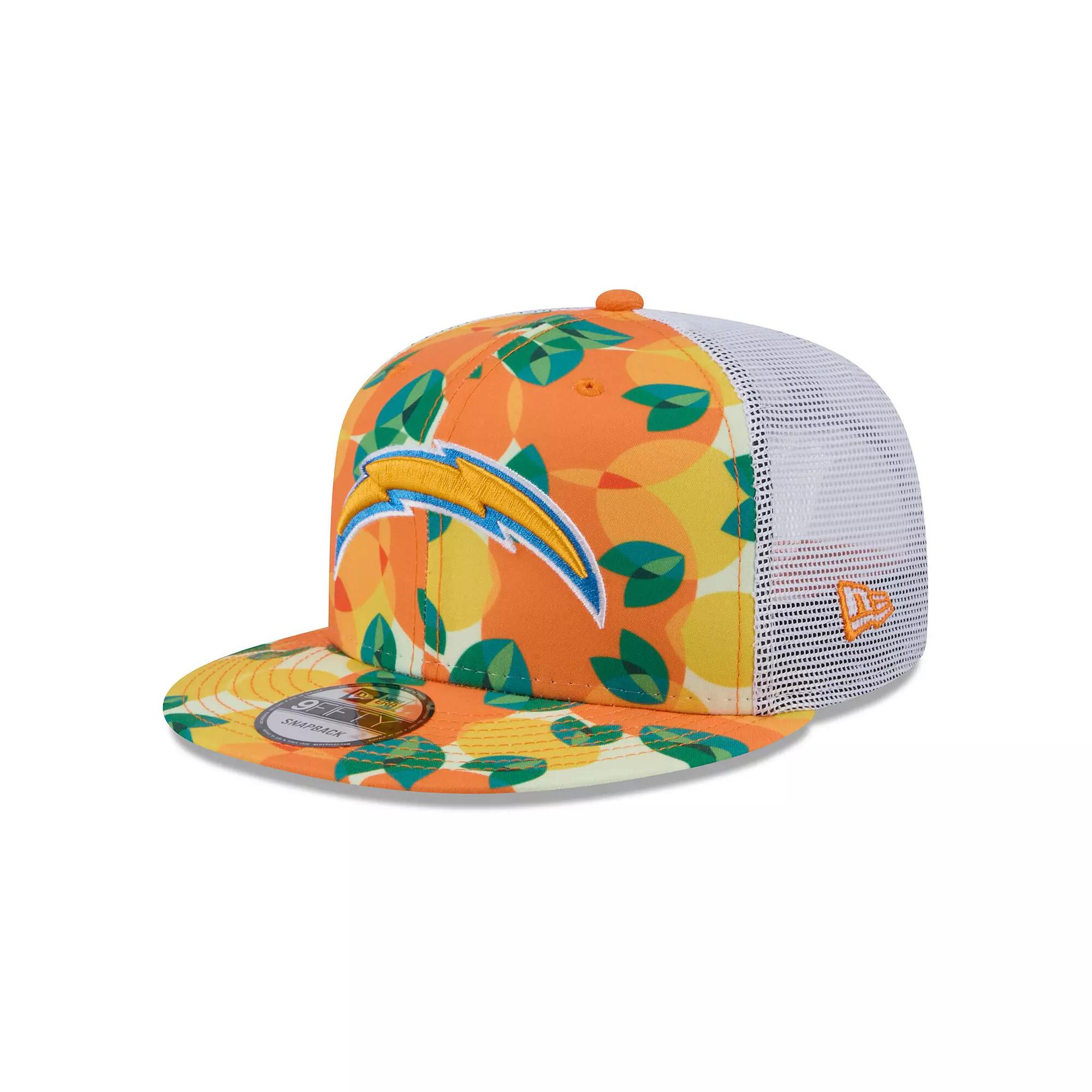 Men's New Era Orange Los Angeles Chargers Citrus 9FIFTY Trucker Snapback Hat Product Image