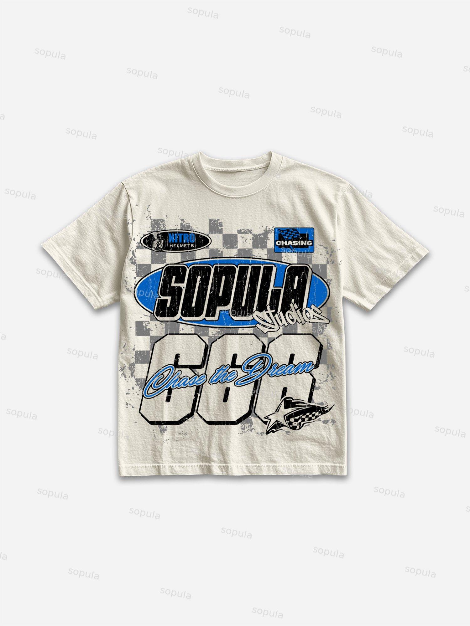 Vintage Racing Text Banner Graphic Cotton T-shirt Product Image