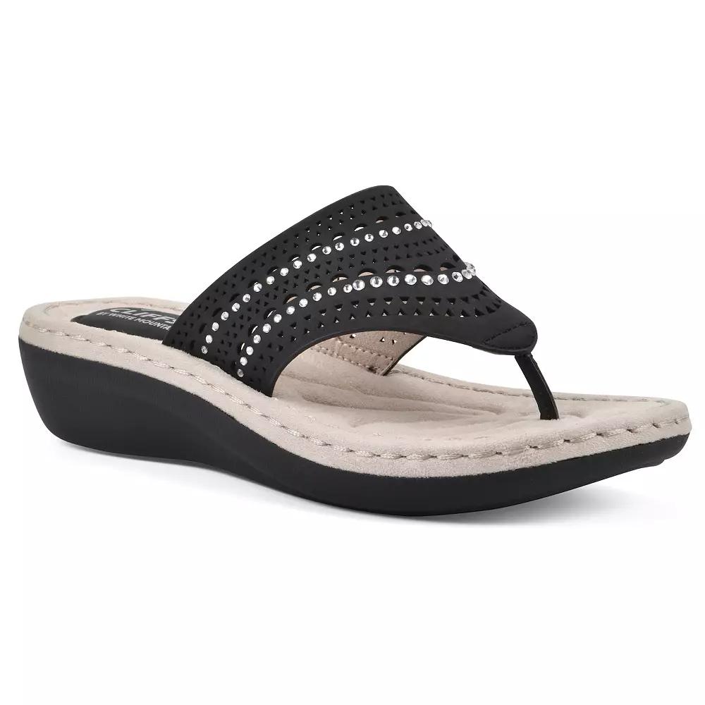Cliffs by White Mountain Comate Women's Thong Sandals, Size: 9.5 Wide, Black Nubuck Product Image
