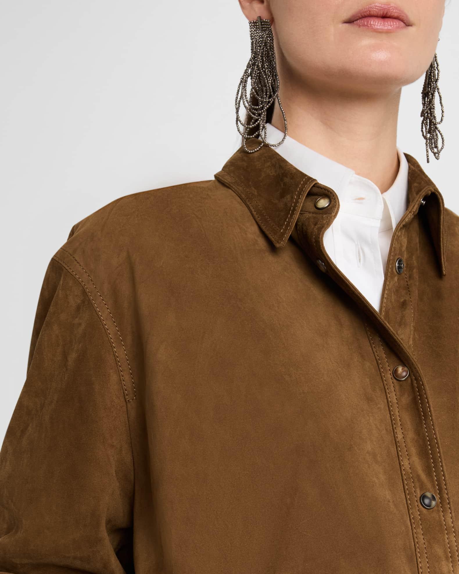 Suede Button-Down Shirt Jacket Product Image