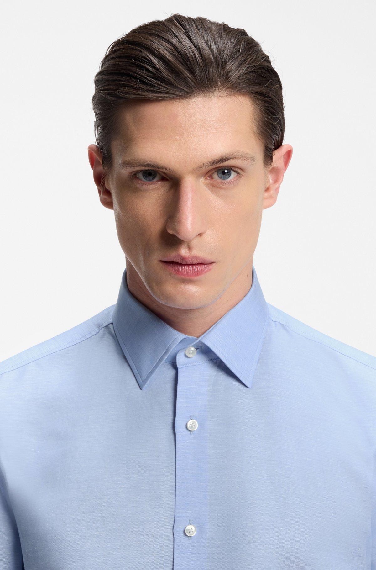 Slim-fit shirt in linen-blend twill Product Image