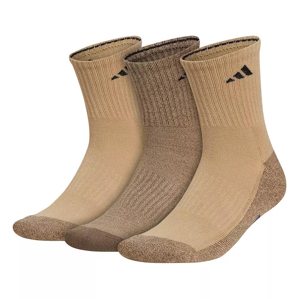 Men's adidas 3-pack Cushioned Mid-Crew Socks, Size: 6-12, Beige Cargo Black Product Image