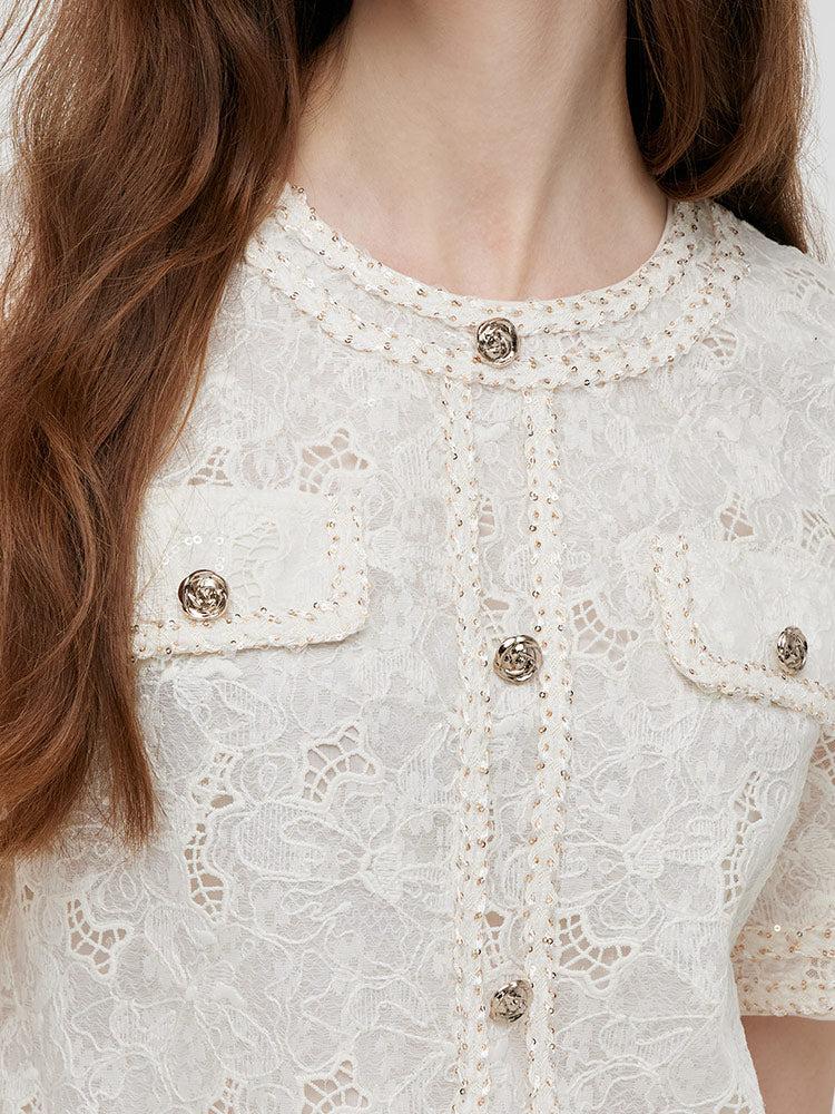 Lace Sequins Women Mini Dress Product Image