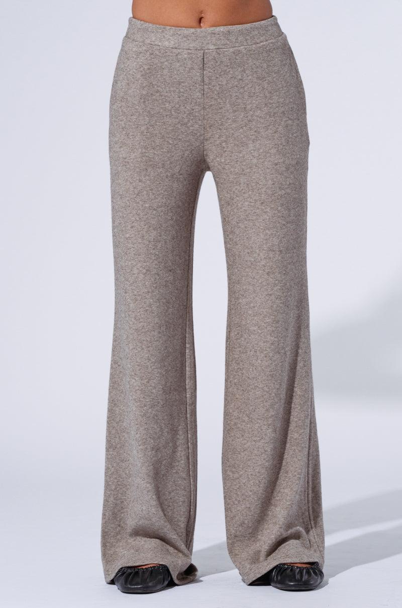 VIBE OUT FLARE LEG KNIT PANT IN GREY Product Image