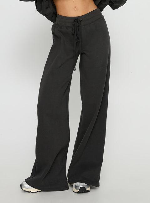 Princess Polly Stargirl Wide Leg Sweat Pants Charcoal Product Image