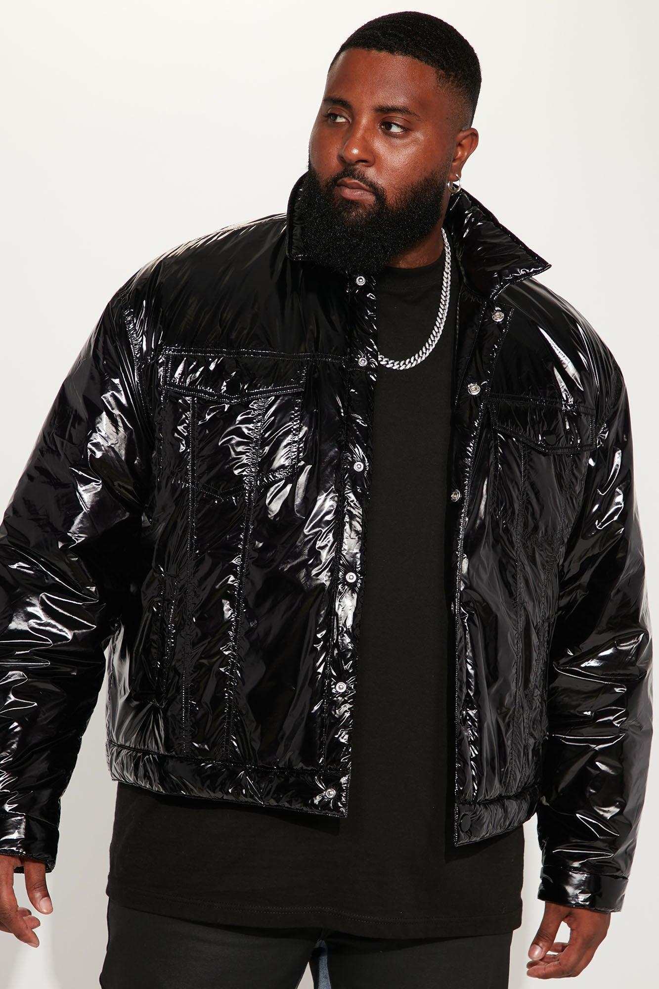 Posted Shiny Nylon Trucker Jacket - Black Product Image